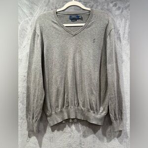Polo Ralph Lauren Jumper Mens Size L Grey Pima cotton Sweater knit long Sleeve